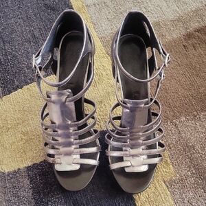 Nicole Miller Metallic Strappy Heels